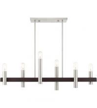 Livex Lighting 46866-91 - 6 Lt Brushed Nickel & Bronze Linear Chandelier