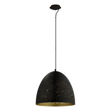 Eglo 202081A - 1 LT Pendant w/ Matte Black Finish & Matte Black w/ Gold Interior Metal Shade
