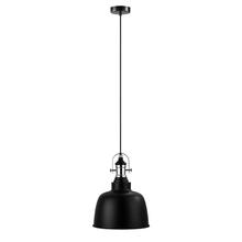 Eglo 202423A - 1 LT Pendant w/ Black Finish & Black w/ White Interior Shade w/ Chrome Accents