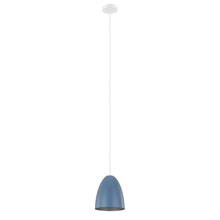 Eglo 204084A - 1 LT Pendant w/ Pastel Dark Blue  & Silver Metal Shade