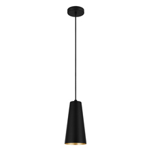 Eglo 204365A - 1 LT Mini Pendant w/ Black Finish & Black w/ White Interior Metal Cone Shaped Metal Shade