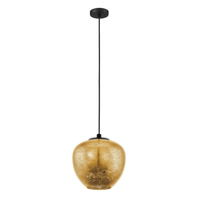 Eglo 39597A - 1 LT Pendant w/ Black Finish & Gold Leaf Glass Shade