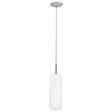 Eglo 85977A - 1 LT Mini Pendant w/ Matte Nickel Finish & White Frosted Cylinder Glass Shade