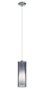 Eglo 90304A - 1 LT Mini Pendant w/ Matte Nickel Finish & White Glass Surrounded by Smoked Glass