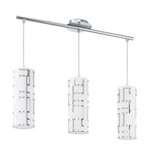 Eglo 92563A - 3 LT Linear Pendant w/ Chrome Finish & White Décor Glass Shades
