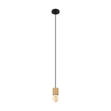 Eglo 99078A - 1 LT Open Bulb Pendant w/ Natural Wood & Black Finish