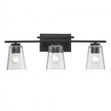 Trans Globe 22493 BK - 3LT VANITY-CL TAPERED-BK