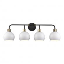 Trans Globe 22534 BKAG-WH - 4LT VANITY-WH METAL SHADES-BK-