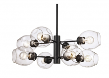 Trans Globe PND-2125 BK - Clusters Collection 8-Light, 8-Shade Glass and Metal Mid-Century Style Sputnik Chandelier