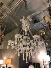 Trans Globe EL-6 WH/WH - 6LT CRYSTAL CHANDELIER-WHITE F