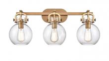 Innovations Lighting 410-3W-BB-7CL - Newton Sphere - 3 Light - 27 inch - Brushed Brass - Bath Vanity Light