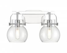 Innovations Lighting 423-2W-PN-G410-6CL - Pilaster II Sphere - 2 Light - 17 inch - Polished Nickel - Bath Vanity Light