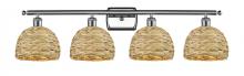 Innovations Lighting 516-4W-PC-RBD-8-NAT - Woven Rattan - 4 Light - 38 inch - Polished Chrome - Bath Vanity Light