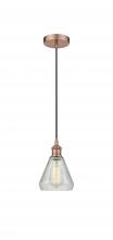 Innovations Lighting 616-1P-AC-G275 - Conesus - 1 Light - 6 inch - Antique Copper - Cord hung - Mini Pendant