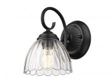 Golden 6952-1W BLK-CLR - Audra 1-Light Wall Sconce in Matte Black with Clear Glass