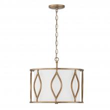 Capital 252531ML - 3-Light Semi-Flush Drum Pendant in Mystic Luster with White Fabric Shade