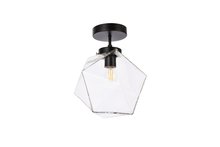 Elegant LD2346BK - Lawrence 1 light black and clear glass flush mount