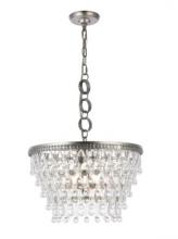 Elegant 1219D19AS/RC - Nordic 5 light antique silver Pendant Clear Royal Cut Crystal