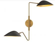 Alora Lighting WV550224MBAG - Oscar 6-in Aged Gold/Matte Black 2 Lights Wall/Vanity