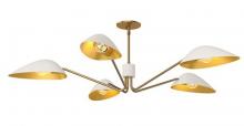 Alora Lighting PD550545WHAG - Oscar 46-in Aged Gold/White 5 Lights Pendant