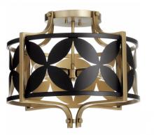 Quorum 283-18-5980 - Mariposa 3 Light Semi Flush, Matte Black, Aged Brass